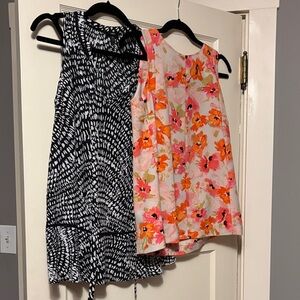 Black and White Patterned and Floral Sleeveless Tops
